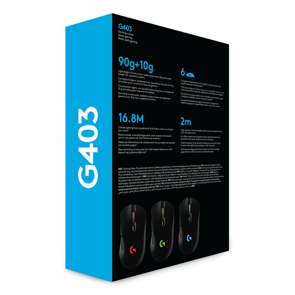 Logitech G403 Hero | Draadloze Gaming Muis | Rechtshandig | RF | 25600 DPI | Zwart - Afbeelding 16
