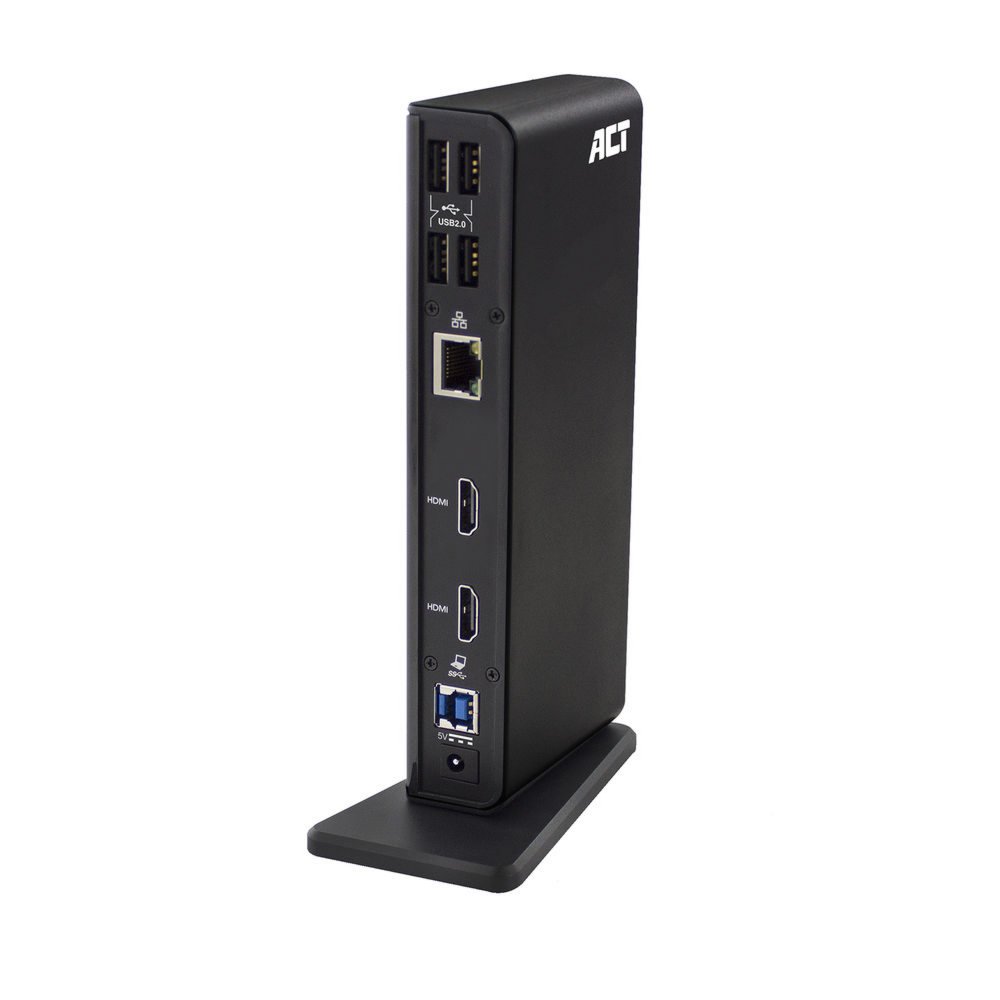 ACT AC7049 | USB-C/A Multiport Docking Station | 2x HDMI (2048x1152) + Ethernet + 6x USB + Audio | Zwart - Afbeelding 5
