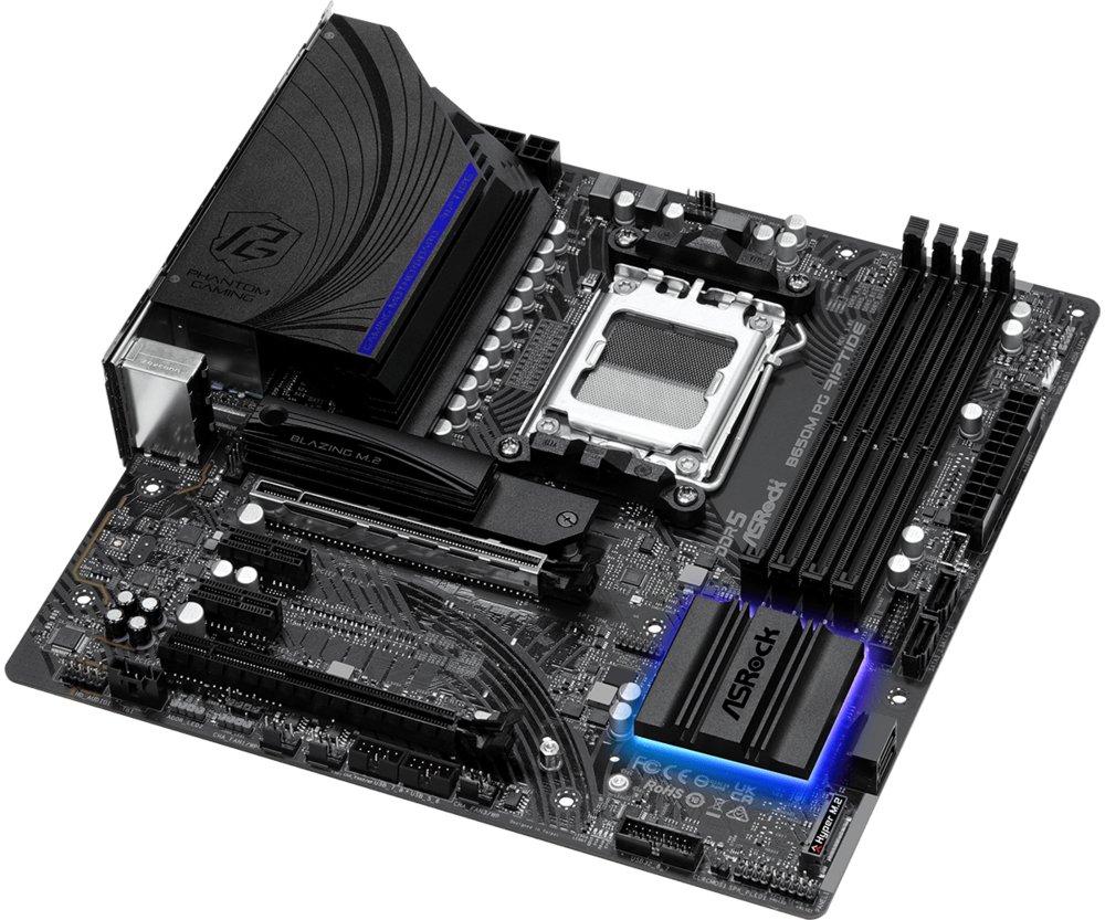Asrock B650M PG Riptide | Socket AM5 | AMD B650 | 4xDDR5 | Micro-ATX | Moederbord | Renewed - Afbeelding 4