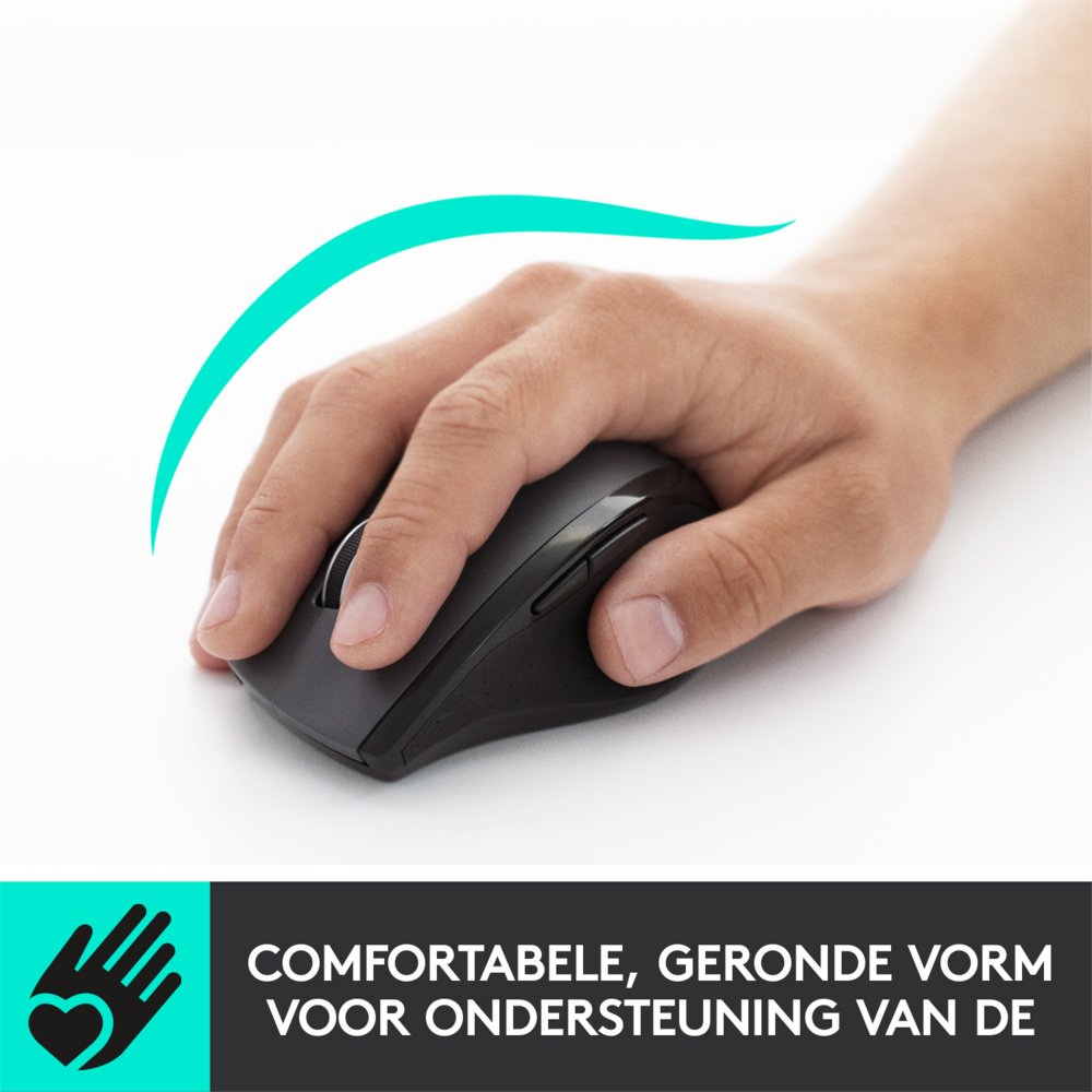 Logitech Marathon M705 | Draadloze Muis | Rechtshandig | RF | 1000 DPI | Zwart - Afbeelding 4