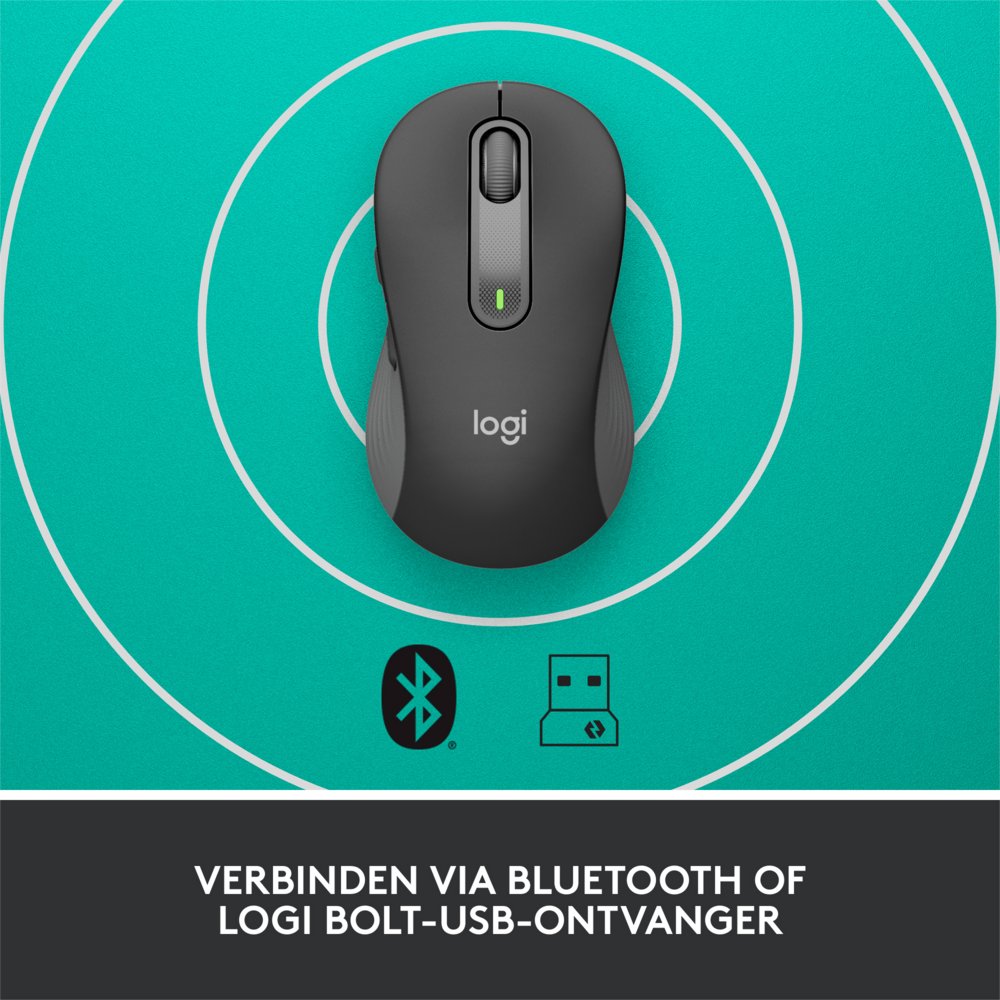 Logitech Signature M650 | Draadloze Muis | RF-Draadloos + Bluetooth | 1000 DPI | Grafiet - Afbeelding 11