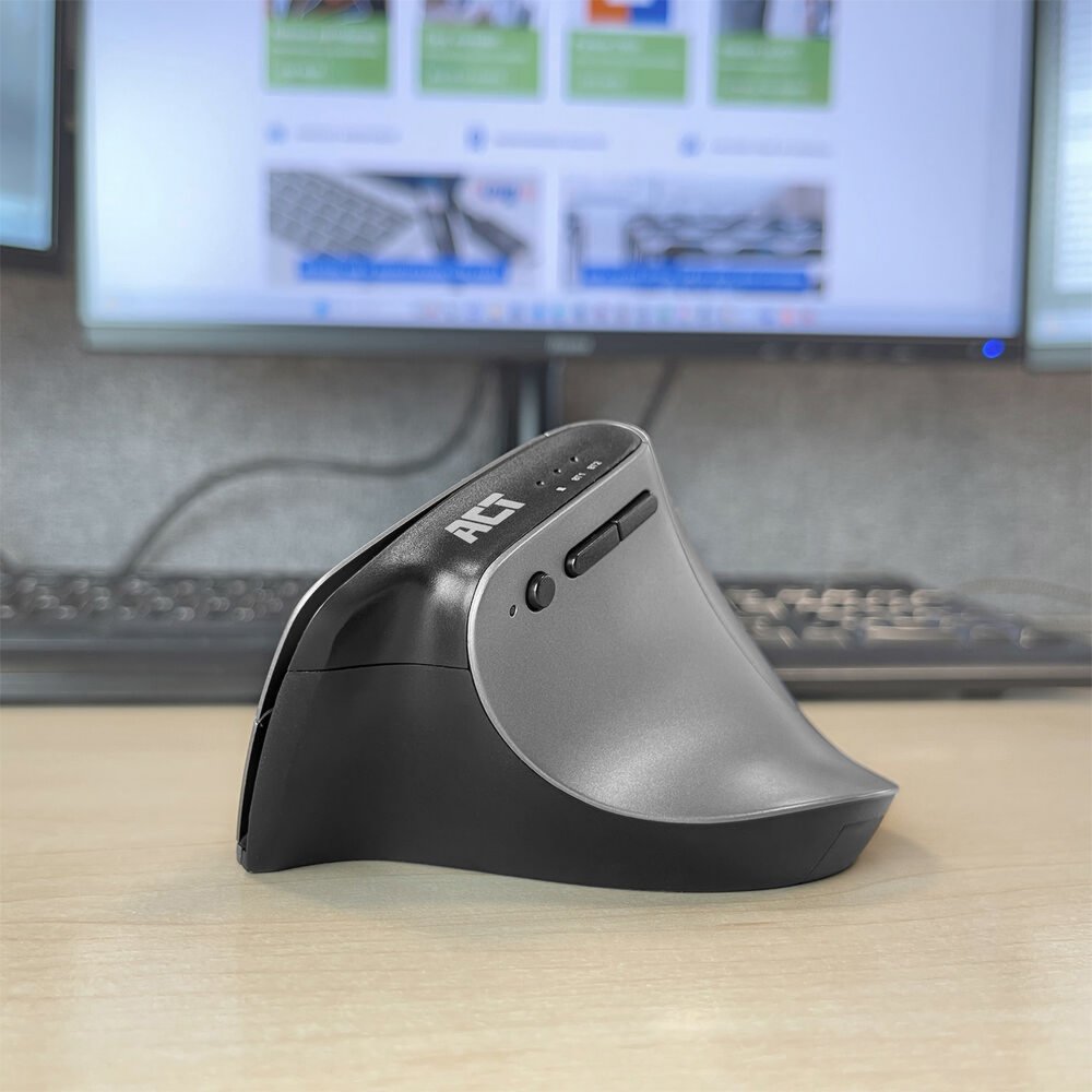 ACT AC5155 | Ergonomische Draadloze Muis | RF-Draadloos + Bluetooth | USB-A en USB-C Receiver | 2400 DPI | Zilver/Zwart - Afbeelding 3