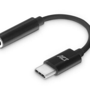 ACT AC7380 | 3.5mm naar USB Type-C | 0,11 Meter | Audiokabel Tussenstuk | Zwart