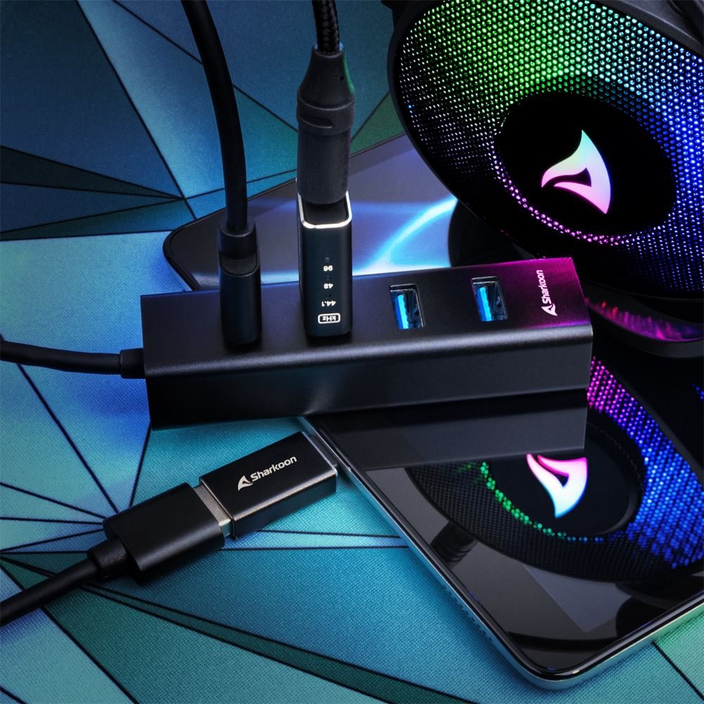Sharkoon 4044951037582 | USB 3.2 Gen 1 (3.1 Gen 1) Type-C Hub | 5000 Mbit/s | Zwart - Afbeelding 4