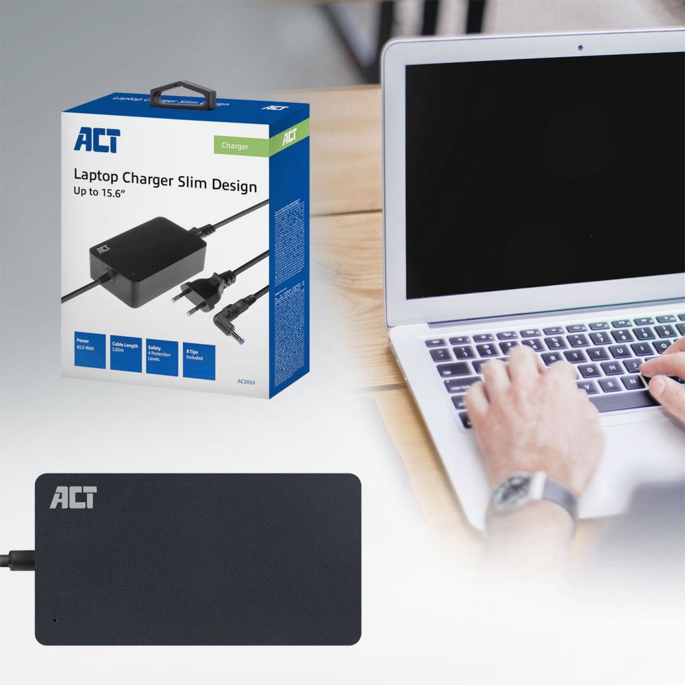ACT AC2055 | Universele Compacte Notebook Lader | 65 Watt | 3 Meter - Afbeelding 4