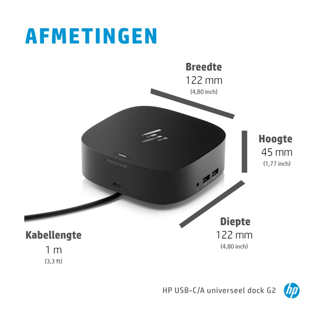 HP 26D32AA G5 | USB-C Docking Station | Dual 4K Display | 100W Power Delivery | Zwart - Afbeelding 15