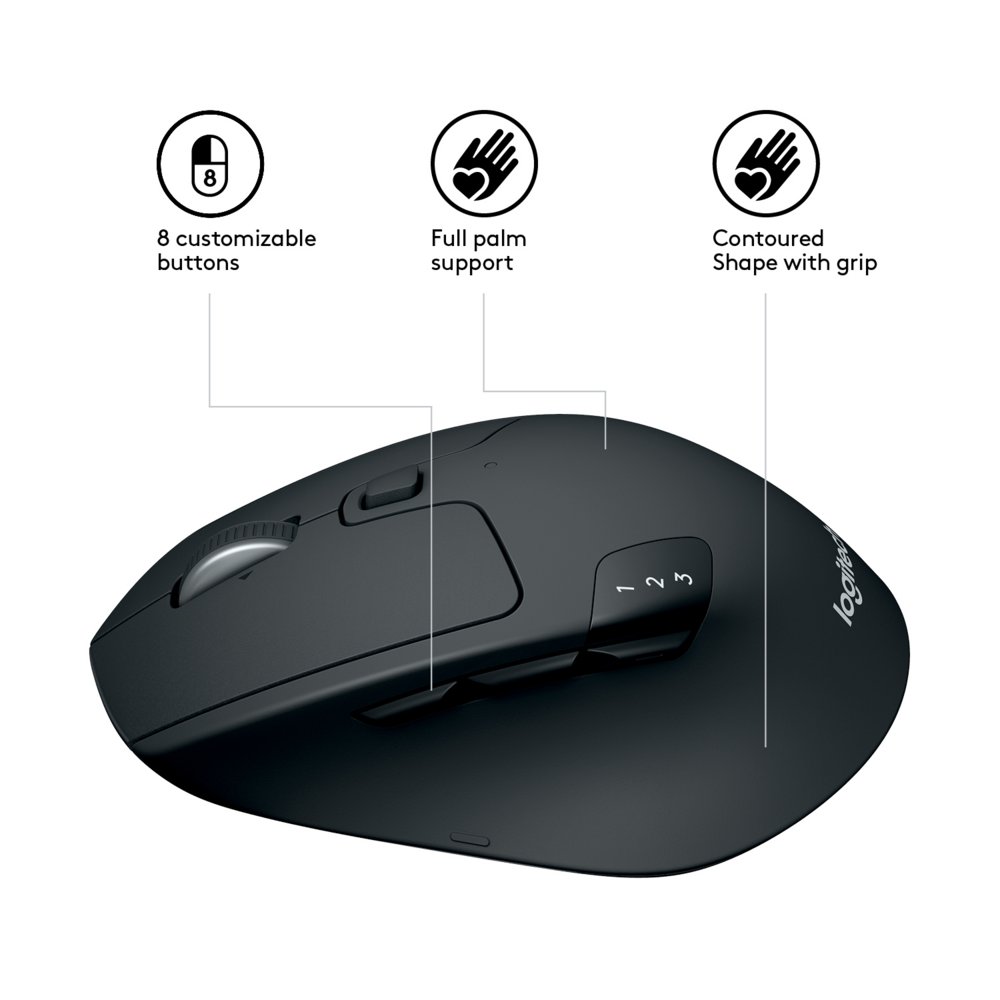 Logitech M720 Triathlon | Draadloze Muis | Rechtshandig | RF + Bluetooth | 1000 DPI | Zwart - Afbeelding 5