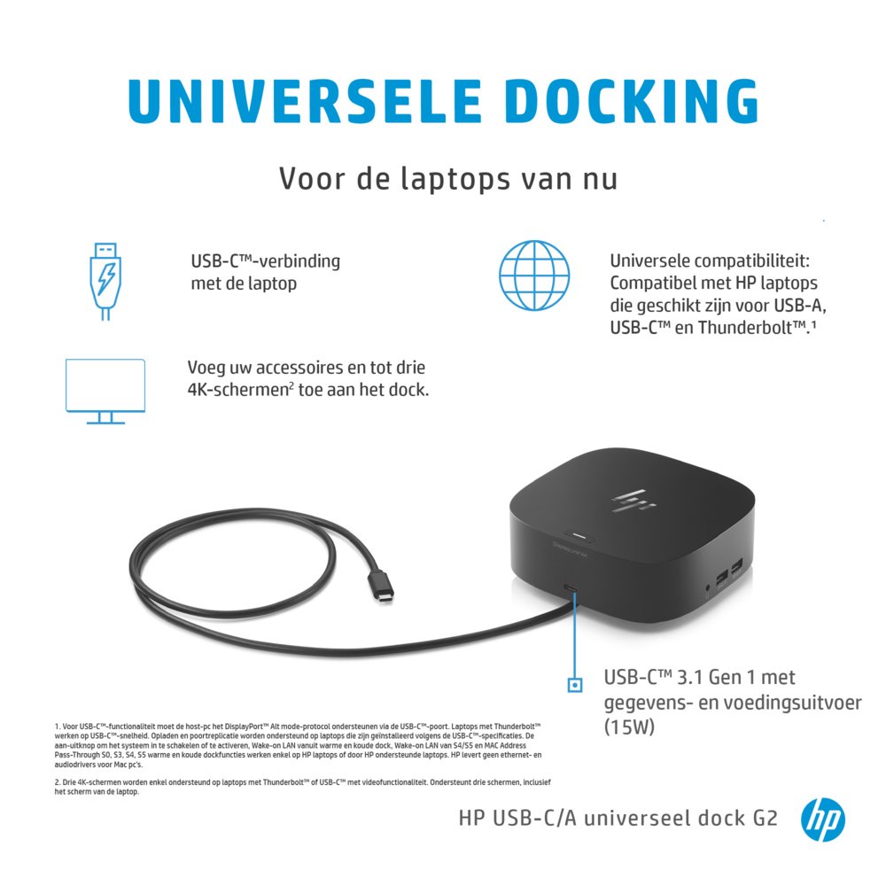 HP 26D32AA G5 | USB-C Docking Station | Dual 4K Display | 100W Power Delivery | Zwart - Afbeelding 14