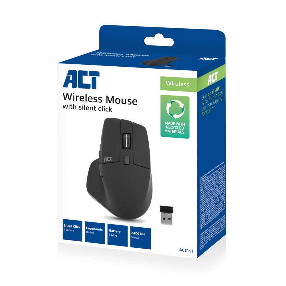 ACT AC5151 | Draadloze Muis | Rechtshandig | RF | 2400 DPI | Zwart - Afbeelding 3