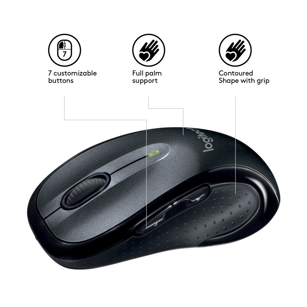 Logitech M510 | Draadloze Muis | Links- en Rechtshandig | RF | 1000 DPI | Zwart | Returned - Afbeelding 6