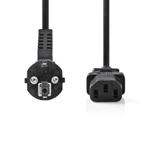 Nedis CEGP10000BK20 | 2 m Stroomkabel | Type F (CEE 7/7) Haaks naar IEC-320-C13 | Zwart | 10A | PVC