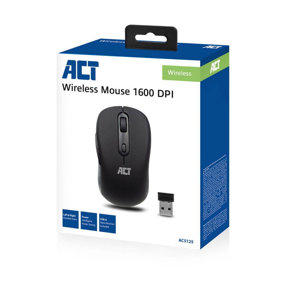ACT AC5125 | Draadloze Muis | Rechtshandig | RF | 1600 DPI | Zwart - Afbeelding 5